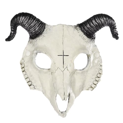 keland Ziegenschädel Alpaka Maske Ziegenmaske Gruselige Halloween Tier Skelett Maske Tiermasken Realistische Gesichtsmaske (Style-A) von keland