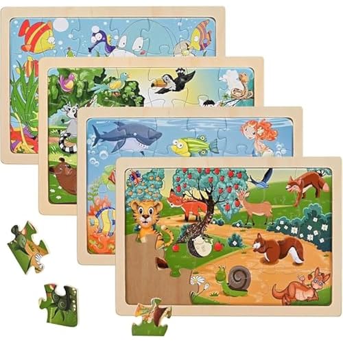 KELAV Puzzle Ab 3,Holzpuzzle Kinder 5x24 Teilen,Puzzlekinder,Steckpuzzle,Vorschule Lehrreiches Spielzeug,Holz Puzzle Ab Jahren 3 4 5 6 Jahre für Kinder Mädchen Jungen von kelav
