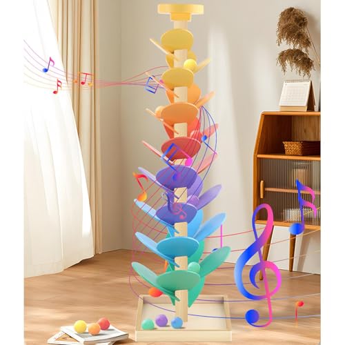 Klangbaum, Höhe 73cm, Regenbogen Kugelbahn Holz Ab 1 Jahr, Farbensortierung Lernspielzeug, Musikbaum Murmelbahn, Für Kinderzimmer Wohnzimmer Spielzimmer Klangbaum, Höhe 73cm, Regenbogen Kugelbahn Holz Ab 1 Jahr, Farbensortierung Lernspielzeug, Musikbaum Murmelbahn, Für Kinderzimmer Wohnzimmer Spielzimmer von keloppasit