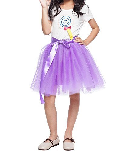 Tutu-Rock für kleine Mädchen, A-Linie, 7-lagig, Tüllrock, Party, Prinzessin, Tanz-Tutus für Mädchen, 4T - 6T, Lavendel, Medium von kephy