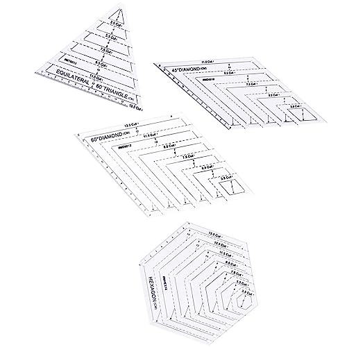 kesurpae 4 teiliges leichtes Quilt Lineal, 45 Grad 60 Grad Vorlagen, Lineal, transparente Nählineale, Messwerkzeuge von kesurpae
