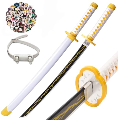khhk 29 Zoll Demon schwerter Kinder,Holz Katana Anime Sword,Samurai Tanjiro Cosplay Handmade Katana Handmade Abs Für Slayer Lovers Halloween Schwert Spielzeug Swords (Agatsuma Zenitsu) von khhk