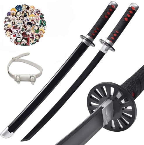 khhk 29 Zoll Demon schwerter Kinder,Holz Katana Anime Sword,Samurai Tanjiro Cosplay Handmade Katana Handmade Abs Für Slayer Lovers Halloween Schwert Spielzeug Swords (Kamado Tanjirou) von khhk