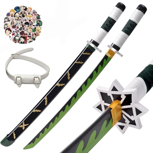 khhk 29 Zoll Demon schwerter Kinder,Holz Katana Anime Sword,Samurai Tanjiro Cosplay Handmade Katana Handmade Abs Für Slayer Lovers Halloween Schwert Spielzeug Swords (Shinazugawa Sanemi) von khhk