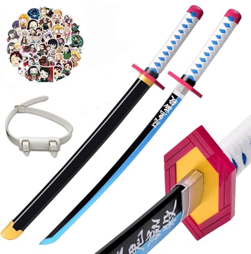 khhk 29 Zoll Demon schwerter Kinder,Holz Katana Anime Sword,Samurai Tanjiro Cosplay Handmade Katana Handmade Abs Für Slayer Lovers Halloween Schwert Spielzeug Swords (Tomioka Giyuu) von khhk