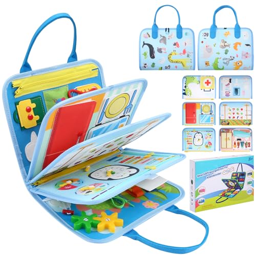 khlerox Busy Board Montessori-Spielzeug für Kleinkinder, pädagogisches Lernaktivitäts-Sensory-Board, Entwicklung eines sensorischen Spielzeugs für die Feinmotorik (Hellblau) von khlerox