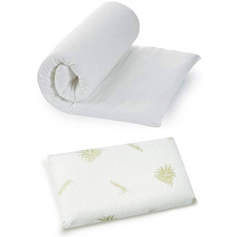 Materasso per Lettino da Campeggio Kiby Arrotolabile H4 + Cuscino Lettino Antisoffoco Memory Foam Kiby Alto H5,5 von kiby