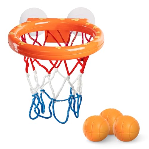 KIDOOLA Badewannen-Basketballkorb, aufregender Kinder-Basketballkorb mit Saugnapf, Badewannenball-Design für Wannenspiele, interaktives Badespielzeug für Kinder, perfekter Badespaß für Kleinkinder von kidoola