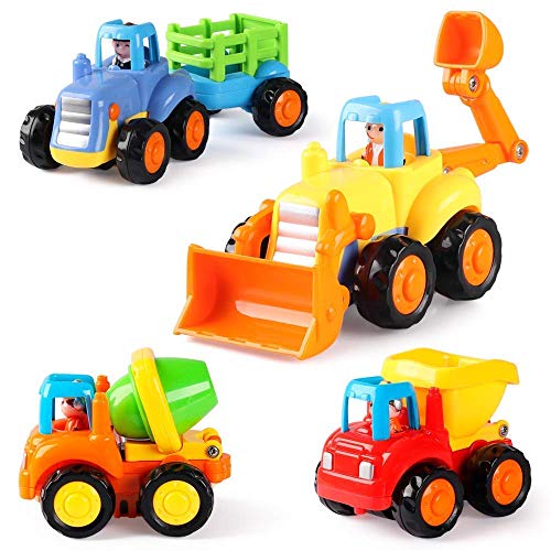 Coogam Push and Go Autos Reibung Angetriebenes Baufahrzeug Frühes Pädagogisches Spielzeug für 1 2 3 Jahre Alte Baby Kleinkinder - Satz von 4 - Traktor-Planierraupe-Betonmischer-LKW und Kipper Coogam Push and Go Autos Reibung Angetriebenes Baufahrzeug Frühes Pädagogisches Spielzeug für 1 2 3 Jahre Alte Baby Kleinkinder - Satz von 4 - Traktor-Planierraupe-Betonmischer-LKW und Kipper von Coogam