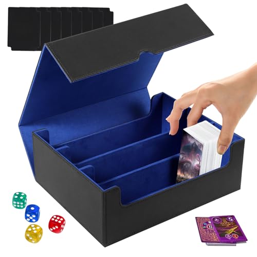 Flip Deck Case, PU Card Deck Box für MTG mit 8 Trennwänden, Magnetic Kartenbox für 1800+ Hüllen Karten, Kartenbox für YuGioh/MTG/TCG/CCG (Blau) von kieyeeno