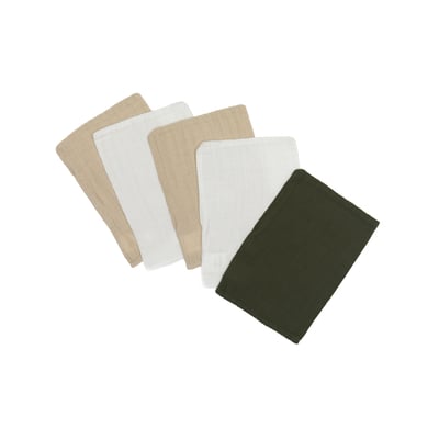 kindgsard Musselin Waschhandschuhe vasknely 5er-Pack oliv von kindsgard