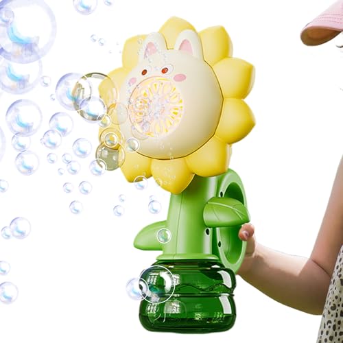 Blumenblasenmaschine, Outdoor -Schaumstoffmaschine Bubble -Spielzeug, wiederaufladbares Blumenblasenspielzeug für Bad, interaktive Spielzeug mit farbenfrohen Lichtern für Kinder im Innenbereich von kinrguiyuez