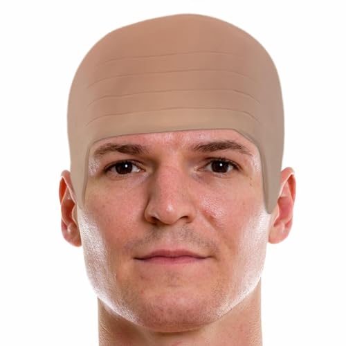 kinrguiyuez Halloween Bald Mütze, Halloween Bald Head Cover mit Kostümkleid, realistische kahlen Perücke für Halloween, Cosplay, Bühnenaufführungen von kinrguiyuez