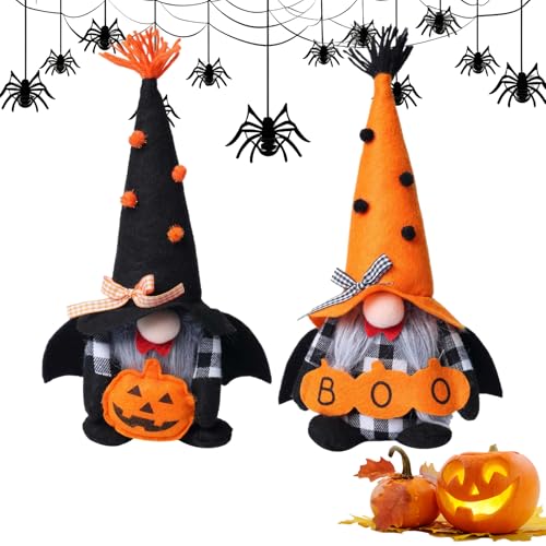 kinrguiyuez Halloween Gartene Puppe,2 Stück Gesichtslose Kürbis Puppen Halloween Deko | Gesichtloser Feiertag Deko Tischdekoration Wohnaccessoire Fensterdekoration für Kinder Erwachsene Innenbereich von kinrguiyuez