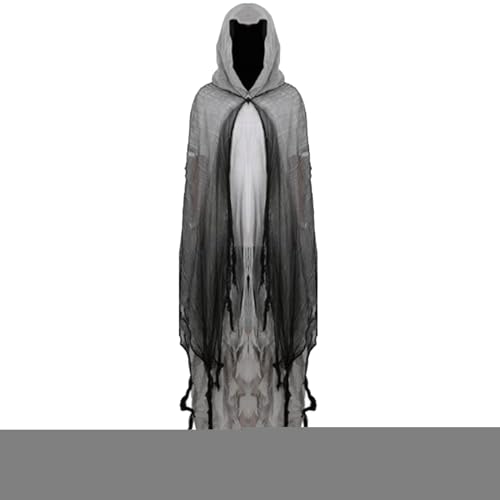kinrguiyuez Halloween-Kostüm für Erwachsene, weiblicher Geist, Halloween-Geisterumhang - Weibliches Geisterkostüm Spuk-Kapuzenumhang,Atmungsaktives gruseliges Spukhaus-Kostüm von kinrguiyuez