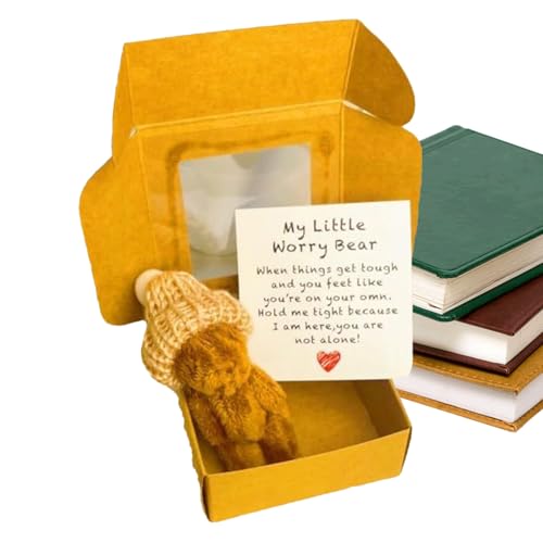 kinrguiyuez Little Bär in Kastenschmuck, Taschen Plüschspielzeug, handgefertigtes kleines Tiertaschenspielzeug mit inspirierender Karte für Kinder Babyparty Weihnachten Valentinstag von kinrguiyuez