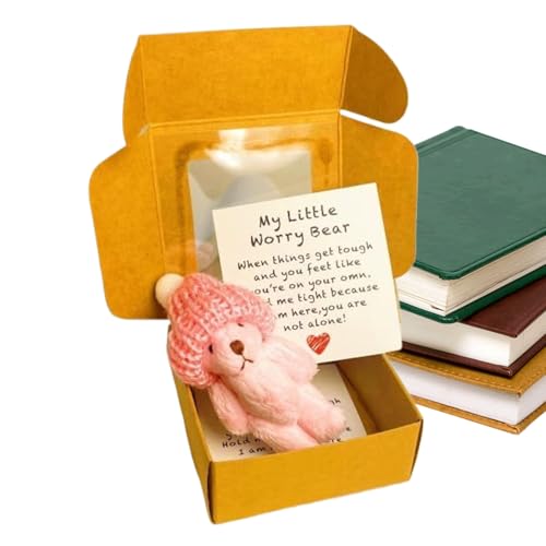 kinrguiyuez Little Bär in Kastenschmuck, Taschen Plüschspielzeug, handgefertigtes kleines Tiertaschenspielzeug mit inspirierender Karte für Kinder Babyparty Weihnachten Valentinstag von kinrguiyuez