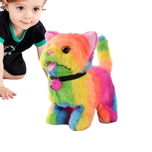 kinrguiyuez Plüsch -Roboterkatze, Plüsch -Wanderkatze | Realistisches batteriebetriebenes interaktives Spielzeug mit Wagging Tail | Nettes elektronisches Tier mit Miauger für Kinder von kinrguiyuez