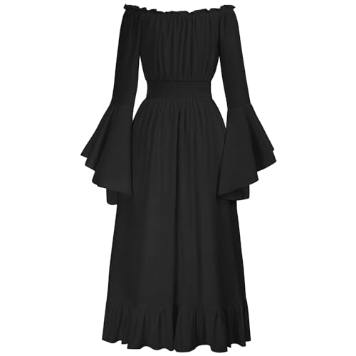 Viktorianisches Damenkleid, Renaissance-Kostüm, schulterfrei, lange Glockenärmel, hoch niedrig Viktorianisches Damenkleid, Renaissance-Kostüm, schulterfrei, lange Glockenärmel, hoch niedrig von kinstell