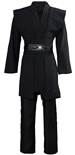 kinstell Adult Tunic Costume Men's black Hooded Robe Tunic Uniform Full Set Halloween Cosplay Costume von kinstell