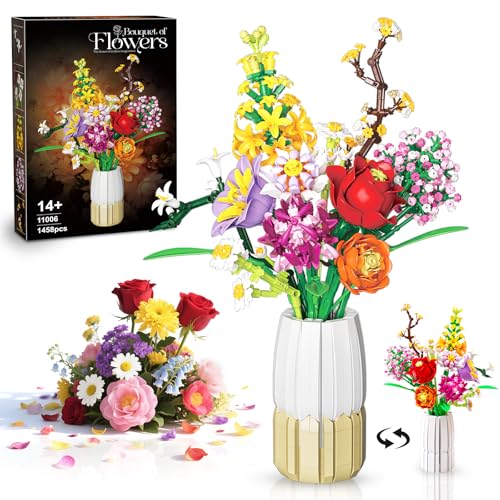 kiothdre Blumen Bauset für Erwachsene mit Vase- Kunstblumen Bausatz mit Botanicals Sammlungen für Frauen, Blumenstrauß Pflanzen für Raum Büro Dekoration, Geschenke Muttertag Geburtstag Valentinstag kiothdre Blumen Bauset für Erwachsene mit Vase- Kunstblumen Bausatz mit Botanicals Sammlungen für Frauen, Blumenstrauß Pflanzen für Raum Büro Dekoration, Geschenke Muttertag Geburtstag Valentinstag von kiothdre