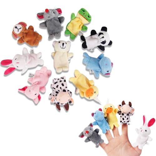 10 Stück Finger Plüschtier, Kindergeburtstag Fingerpuppen Set, Baby Mitgebsel, Niedliche Fingertiere Baby Story Time Requisiten, Kleine Tier Fingerspielzeug für Ostern Weihnachten Party Geschenke von kitudaty