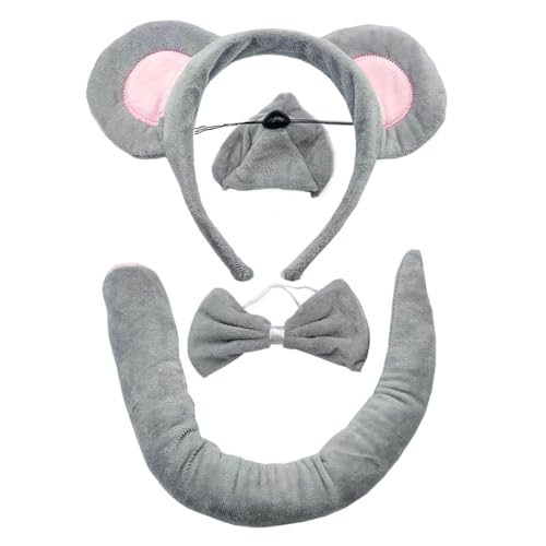 klahh 4-teiliges Maus-Kostüm-Set, Maus-Ohren und Schwanz-Kostüm-Set von klahh