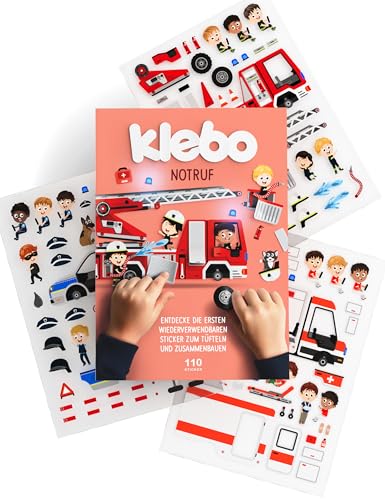 klebo | Notruf | Wiederverwendbares Jelly-Stickerbuch für Kinder – 100+ Sticker zum Kombinieren & Gestalten – Das erste Stickerbuch zum Weltenbauen – Perfekt für Reisen, zuhause & als Geschenk von klebo