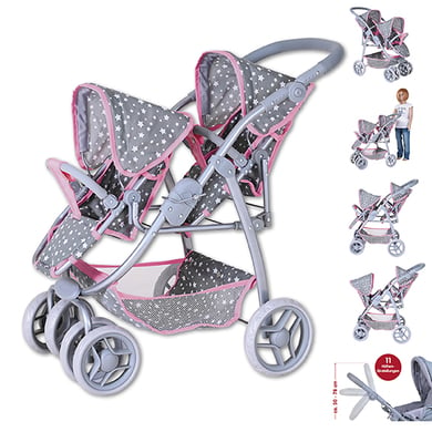 knorr toys® Zwillingspuppenwagen Milo - Star grey von knorr toys®
