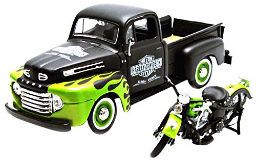 Maisto 32171 - Modellauto 1:24 Ford F-1 Pickup 48 + FL Panhead 48, schwarz/grün Maisto 32171 - Modellauto 1:24 Ford F-1 Pickup 48 + FL Panhead 48, schwarz/grün von koenig-tom