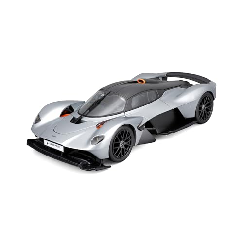 Maisto Aston Martin Valkyrie (2022): Modellauto im Maßstab 1:18, Motorhaube, Kofferraum und Türen beweglich, Silber (531465S) von koenig-tom