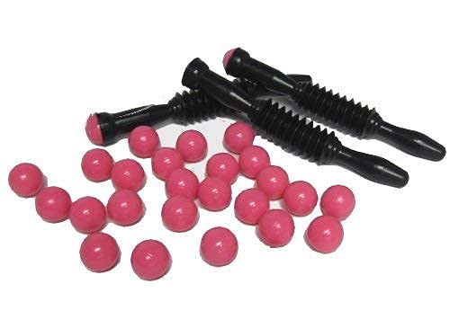 koenig-tom Bällebad24-3 x Bällebad PUMPGUN, Tüv geprüft und Zertifiziert 2019, Schwarz inkl. 27 Bällen in PINK, Druckluft Ball Pistole Pump Gun von koenig-tom