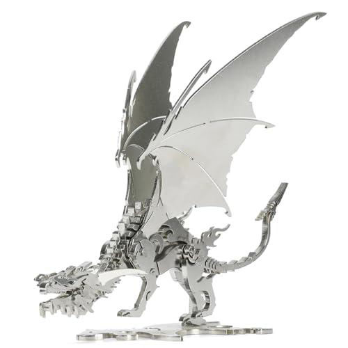 Kolotesame Mythischer Eisdrache 3D-Metallpuzzle für Erwachsene, Drachen-DIY-Bausatz, Fantasy-Wyvern-Figur für Gamer oder als Metalldeko für den Schreibtisch Kolotesame Mythischer Eisdrache 3D-Metallpuzzle für Erwachsene, Drachen-DIY-Bausatz, Fantasy-Wyvern-Figur für Gamer oder als Metalldeko für den Schreibtisch von kolotesame