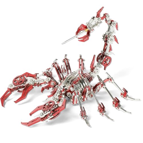 Kolotesame Skorpion 3D-Metallpuzzle für Erwachsene, Mechanischer Skorpion zum Selberbauen, anspruchsvoller Bausatz mit Werkzeug, tolle Schreibtischdekoration für Männer und 3D-Baubegeisterte (Rot) von kolotesame