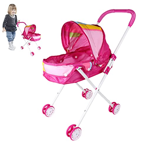 Baby Doll Kinderwagen, Puppenbuggy, Baby Puppenwagen, Abnehmbarer Spielzeug-Kinderwagen Mit Einziehbarem Verdeck Und Weichem Griff, Faltbarer Kinder Spielwagen von komsoup