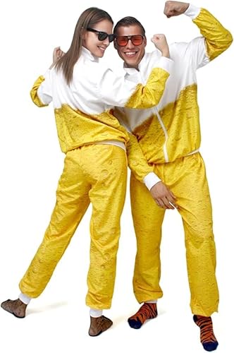 Bier Anzug 80er Jahre - Retro Kostüm Trainingsanzug, Herren Jogginganzug für Oktoberfest, Motto Party, Fasching, Karneval, Vintage Party-Outfit (XXL) von korifejus