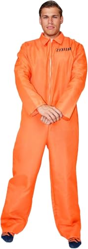 korifejus Häftlingskostüm für Männer, Overall, aus dem Gefängnis entkommen, klassische Farbe Orange für Karnevalspartys mit Junggesellenthema (L/XL) von korifejus
