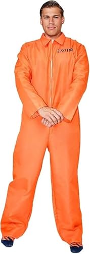 korifejus Häftlingskostüm für Männer, Overall, aus dem Gefängnis entkommen, klassische Farbe Orange für Karnevalspartys mit Junggesellenthema (XL) von korifejus