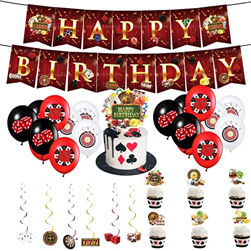 Las Vegas Motto-Party-Dekorationen, Casino-Geburtstagsparty-Dekorationen, Las Vegas-Party-Dekorationen, Poker-Happy Birthday-Hintergrund, Spieleabend-Party-Dekoration, 3 Stück Kot-au von kot-au