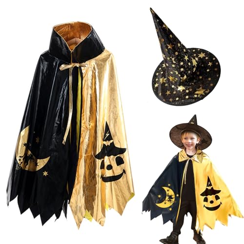 kotwoel Halloween Kinder Zauberer Umhang und Hut Set Schal Umhang für Halloween-Partys, Bühnenauftritte usw. von kotwoel