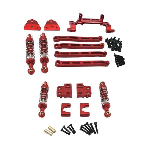 kowaku 1/12 RC-Upgrade-Kit, Reparaturteil für Stoßdämpferhalterung aus Metall, Spurstangenhalterung, Spurstange für 82PR0 MN82 Trucks, RC-Auto-DIY-Teile, Rot von kowaku