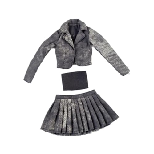 kowaku 1/6 Kurze Jacke, und Tube -Top Set für weibliche Actionfiguren Leichtes Zubehör verkleiden Puppenkleidung, Schwarzgrau von kowaku