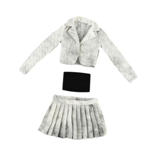 kowaku 1/6 Kurze Jacke, und Tube -Top Set für weibliche Actionfiguren Leichtes Zubehör verkleiden Puppenkleidung, Weiß Schwarz von kowaku