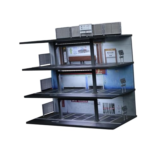 kowaku 1/64 Maßstab Modell Auto Vitrine Vitrine Organizer Garage Diorama Dekorativ mit Licht Simulierte Parkplatz Szene, Style B von kowaku
