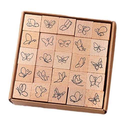 kowaku 25-teiliges Mini-Stempel-Holzstempel-Tagebuch-Stempelset, Holzstempel für die Erstellung von Journaling-Karten, Schmetterling kowaku 25-teiliges Mini-Stempel-Holzstempel-Tagebuch-Stempelset, Holzstempel für die Erstellung von Journaling-Karten, Schmetterling von kowaku