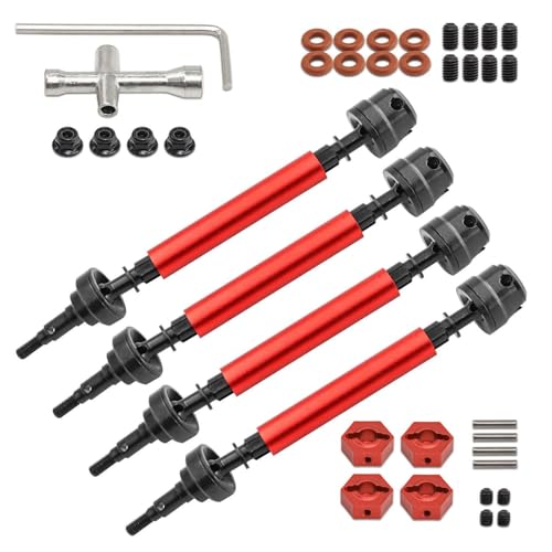 kowaku 4 Stück CVD Vorder- und Hinterantriebswelle RC-Car Upgrades Teile Modifikation Metall Hochleistungswellenachsen für 1/10 LKW, Rot von kowaku