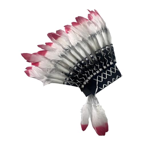kowaku Amerikanischer Häuptling Indianer Native Hut Feder Kopfschmuck Stirnband für Karneval Party, Rot Schwarz Weiß kowaku Amerikanischer Häuptling Indianer Native Hut Feder Kopfschmuck Stirnband für Karneval Party, Rot Schwarz Weiß von kowaku