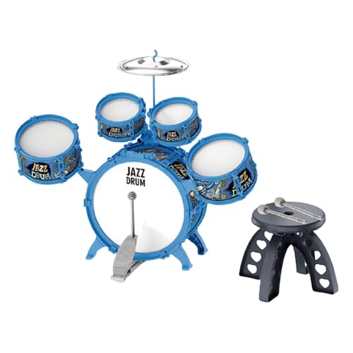 kowaku Anfänger Kinder Trommel Set mit Hocker Musikinstrument Entwicklung Spielzeug Sensorisches Spielzeug für Geburtstagsgeschenk Kinder Kindergarten, Blau kowaku Anfänger Kinder Trommel Set mit Hocker Musikinstrument Entwicklung Spielzeug Sensorisches Spielzeug für Geburtstagsgeschenk Kinder Kindergarten, Blau von kowaku