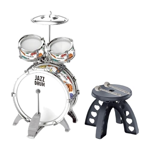 kowaku Anfänger Kinder Trommel Set mit Hocker Musikinstrument Entwicklung Spielzeug Sensorisches Spielzeug für Geburtstagsgeschenk Kinder Kindergarten, Silbrig kowaku Anfänger Kinder Trommel Set mit Hocker Musikinstrument Entwicklung Spielzeug Sensorisches Spielzeug für Geburtstagsgeschenk Kinder Kindergarten, Silbrig von kowaku