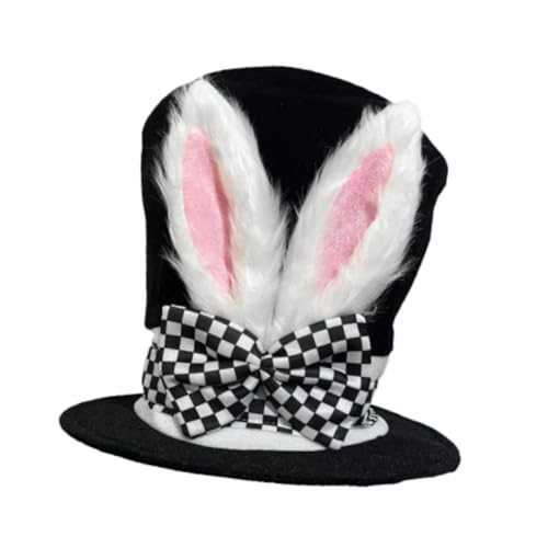 kowaku Bunny Ear Top Hat Cosplay Supplies, Kostüm Kaninchen Kostümzubehör Kopfbedeckung für Halloween Frauenmännern Festival von kowaku